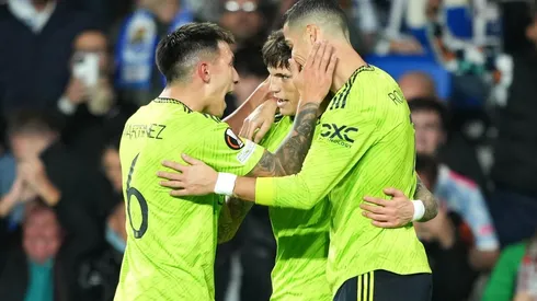 Manchester United en festejo de gol.