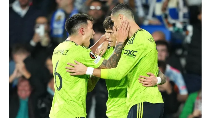 Manchester United en festejo de gol.
