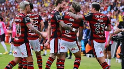 Flamengo en festejo de gol del título de la Copa Libertadores.