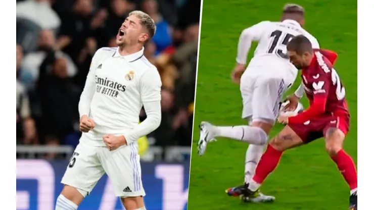Federico Valverde sufrió el planchazo de Papu Gómez y terminó lesionado.