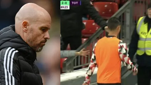 Erik Ten Hag y Cristiano Ronaldo anoche.
