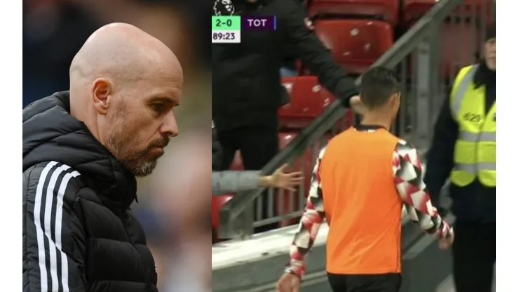 Erik Ten Hag y Cristiano Ronaldo anoche.