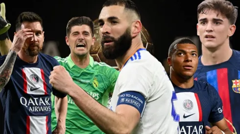 Karim Benzema, Lionel Messi, Kylian Mbappé, Gavi, Thibaut Courtois, nombres propios del Balón de Oro 2022.