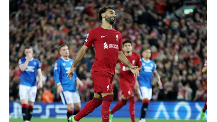 Salah, tras convertir su gol de penal.