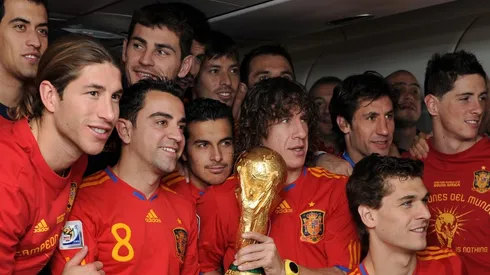 El plantel de España campeón en Sudáfrica 2010.