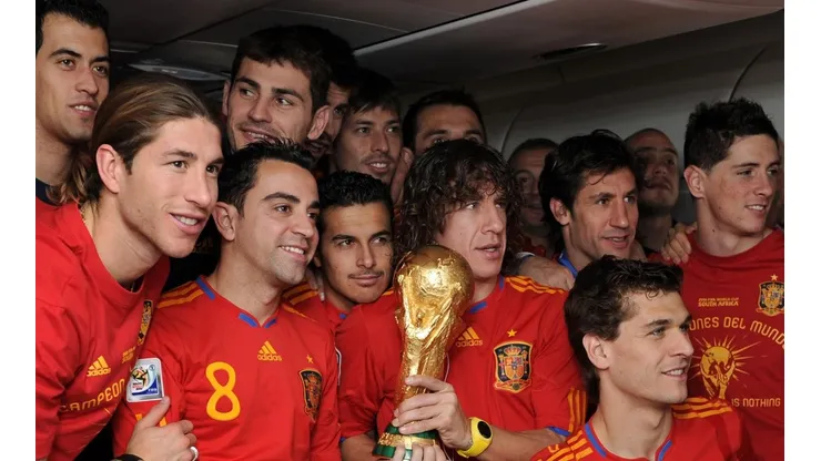 El plantel de España campeón en Sudáfrica 2010.