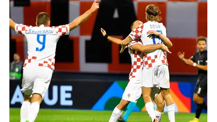 Croacia en festejo de gol.