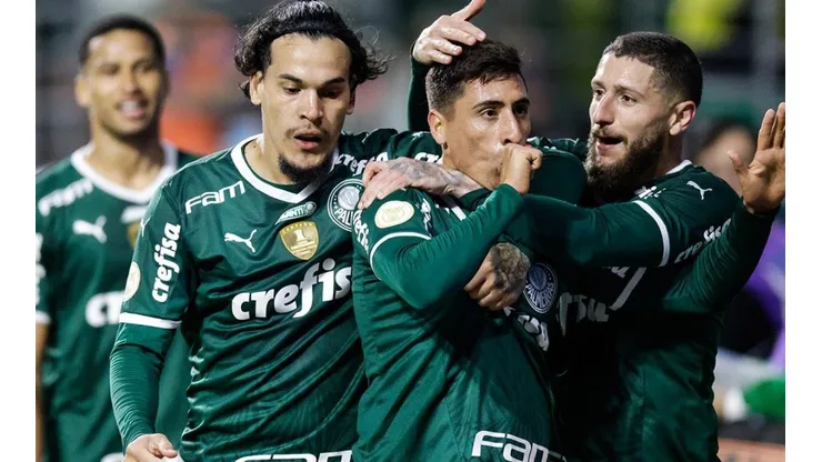 Palmeiras en festejo de gol por Brasileirao.