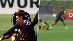 No hubo relación de compañeros de equipo y Müller lesionó a Musiala en la selección.