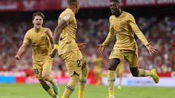 Barcelona en celebración de gol.