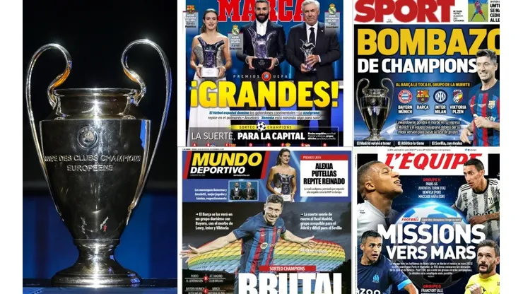 Las portadas de los medios tras el sorteo de la Champions League.