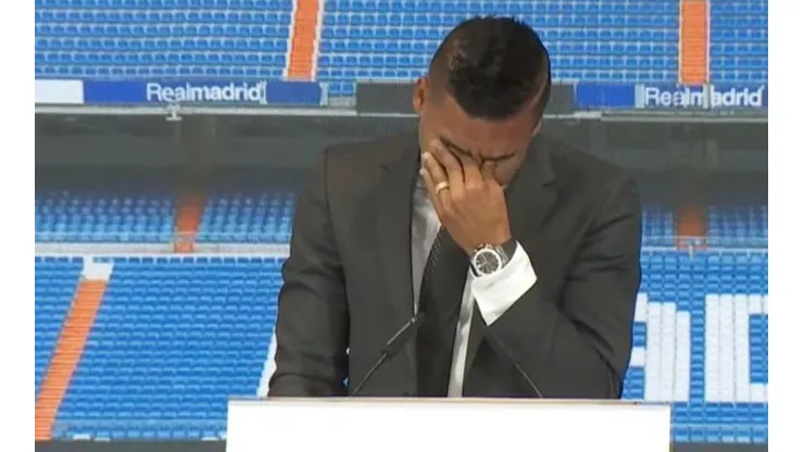 Casemiro en su acto de despedida del Real Madrid.