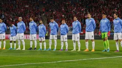 Equipo de Uruguay en partido de ELiminatoria.