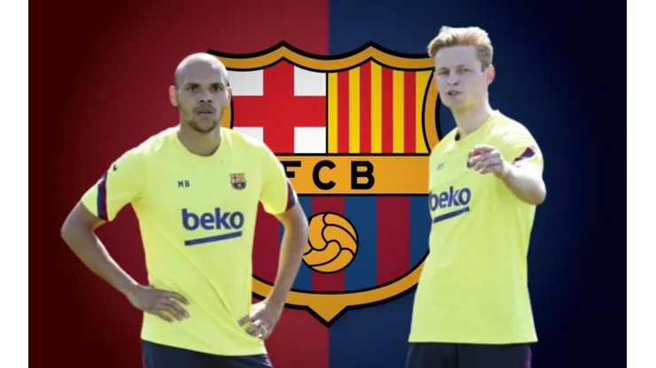 Frenkie De Jong y Martin Braithwaite en Barcelona.