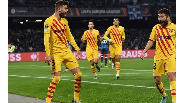 Barcelona en festejo de gol.