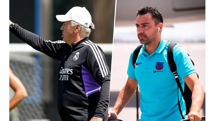 Ancelotti y Xavi, DT's de Real Madrid y Barcelona.