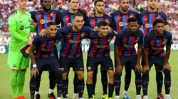 Jugadores del Barcelona anoche.