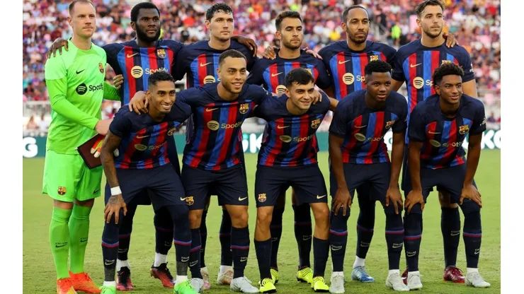 Jugadores del Barcelona anoche.