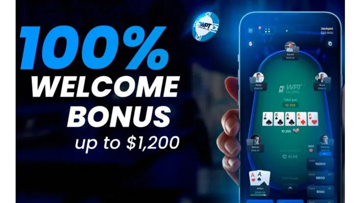WPT Global ofrece un bono del 100 por ciento para tu primer depósito.