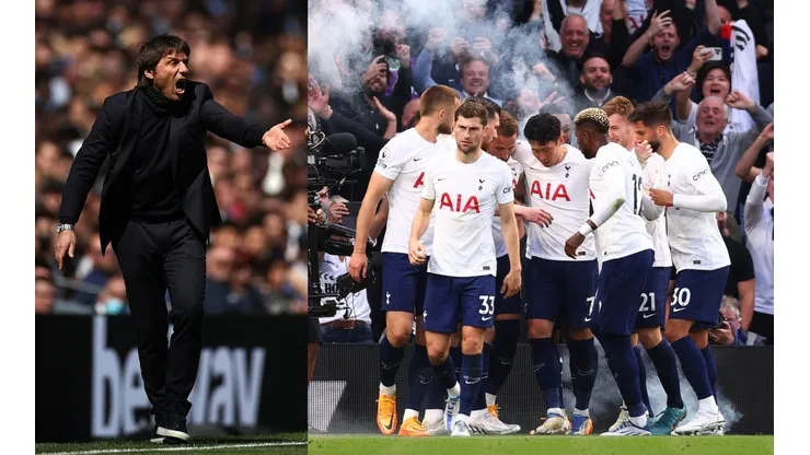 Antonio Conte y sus jugadores en Tottenham.