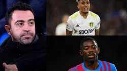 Xavi Hernández, Raphinha y Ousmane Dembelé.