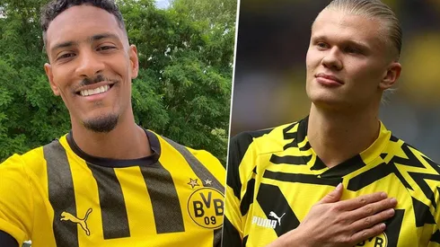 Haller en presentación y Haaland en sus últimos momentos con Dortmund.