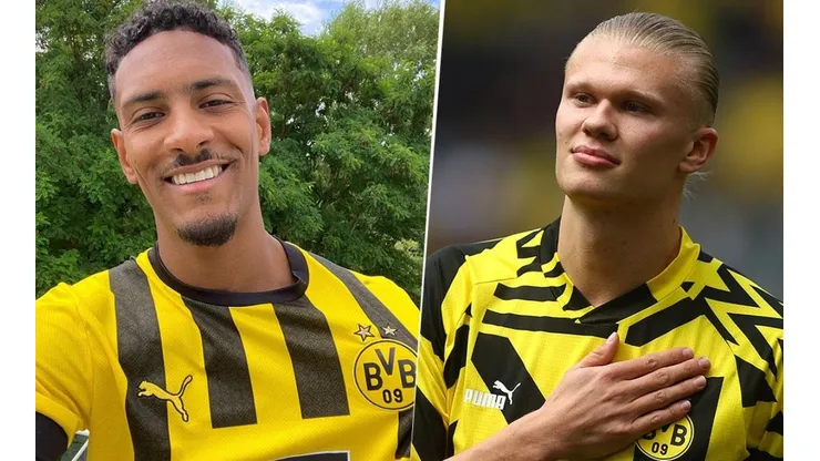 Haller en presentación y Haaland en sus últimos momentos con Dortmund.