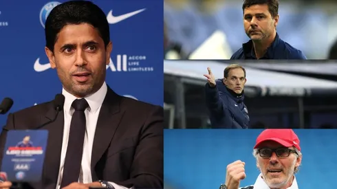 Nasser Al-Khelaifi y sus entrenadores despedidos en PSG.
