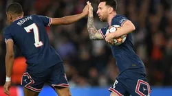 PSG en festejo de gol con Lionel Messi.