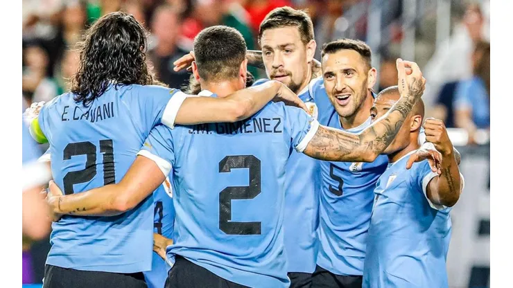 Uruguay en festejo de gol.