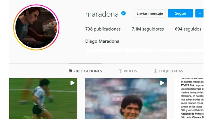 Hackearon la cuenta de Maradona.