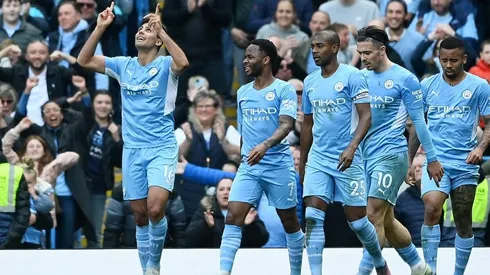 Festejo de gol de Manchester City.