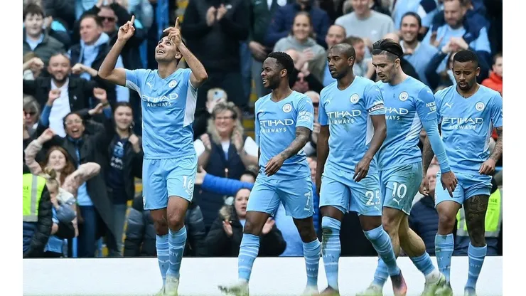 Festejo de gol de Manchester City.