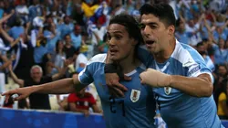 Edinson Cavani y Luis Suárez con la Selección Uruguaya.