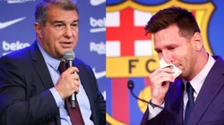 Joan Laporta y Lionel Messi en Barcelona.