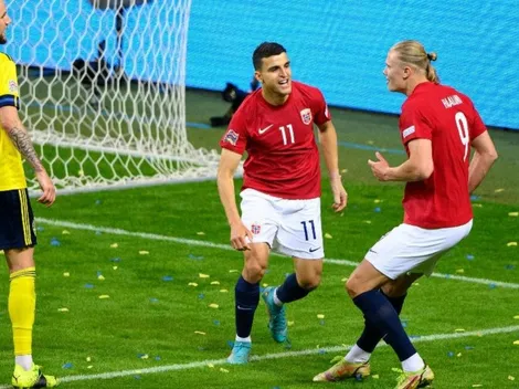 Haaland anotó un doblete para Noruega en la Nations League