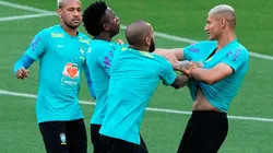 Richarlison y Vinicius en el entrenamiento de Brasil.