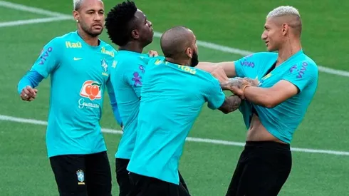 Richarlison y Vinicius en el entrenamiento de Brasil.
