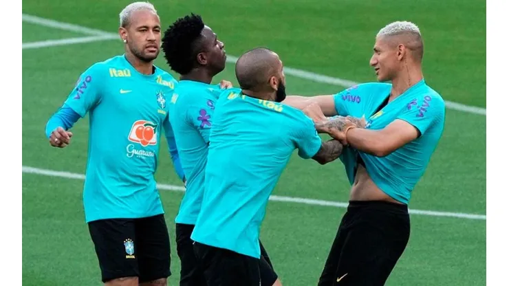 Richarlison y Vinicius en el entrenamiento de Brasil.