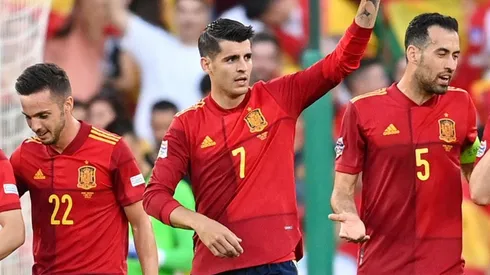 Morata celebrando gol.