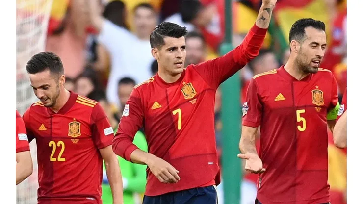 Morata celebrando gol.