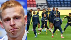 Oleksandr Zinchenko y jugadores de Ucrania.