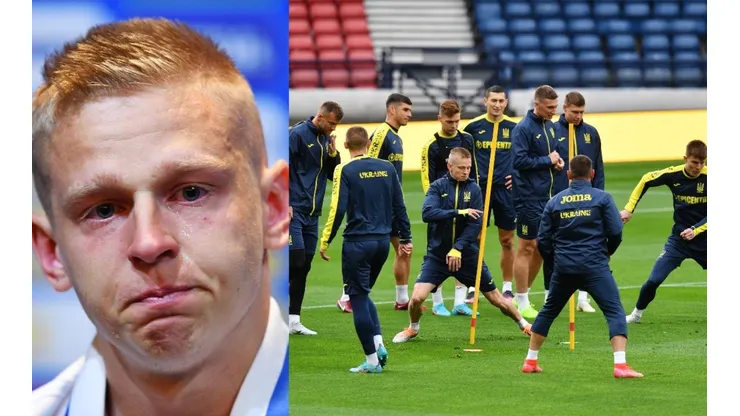 Oleksandr Zinchenko y jugadores de Ucrania.