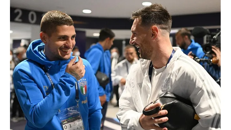 Verratti y Messi en la previa.