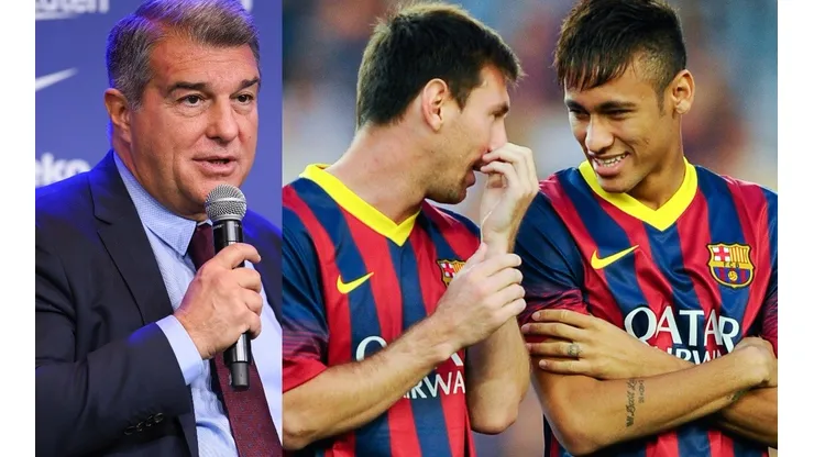 Joan Laporta, Lionel Messi y Neymar.