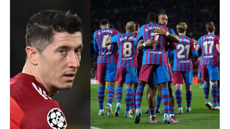 Robert Lewandowski y jugadores del Barcelona.