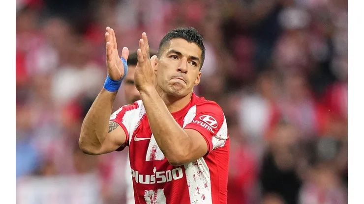 Luis Suárez en su último partido como local en el Wanda Metropolitano.