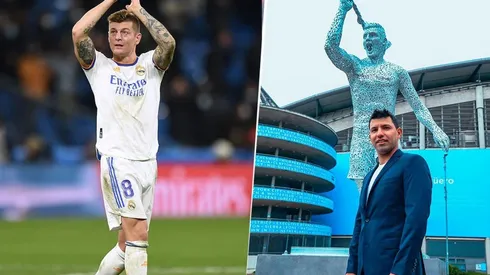 Kroos y la estatua de Agüero.
