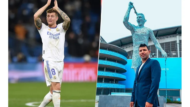 Kroos y la estatua de Agüero.