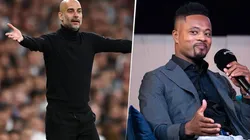Guardiola y Evra.